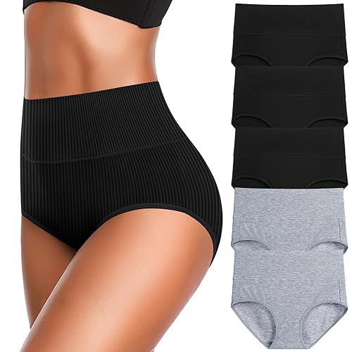 JojoQueen Underwear for Women High Waisted Soft Comfy Stretch Full Coverage Ladies Breifs Womens Cotton Underwear, Medium-Large