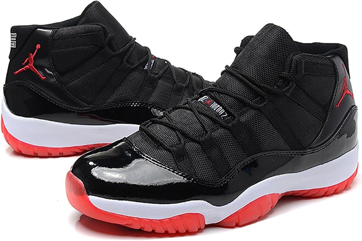 white and red jordan 11 high top