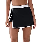YIPINK Women's Athletic Skort with Built-in Shorts -Tennis Skirt with Pockets, High Waisted Side Slit Yoga Skirt with Trim