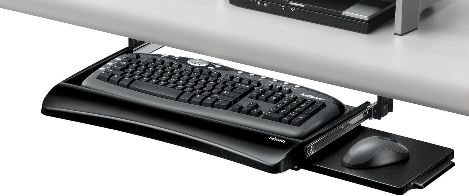 Fellowes Office Suites Underdesk Keyboard Drawer, Black/Silver (9140305): Computers & Accessories