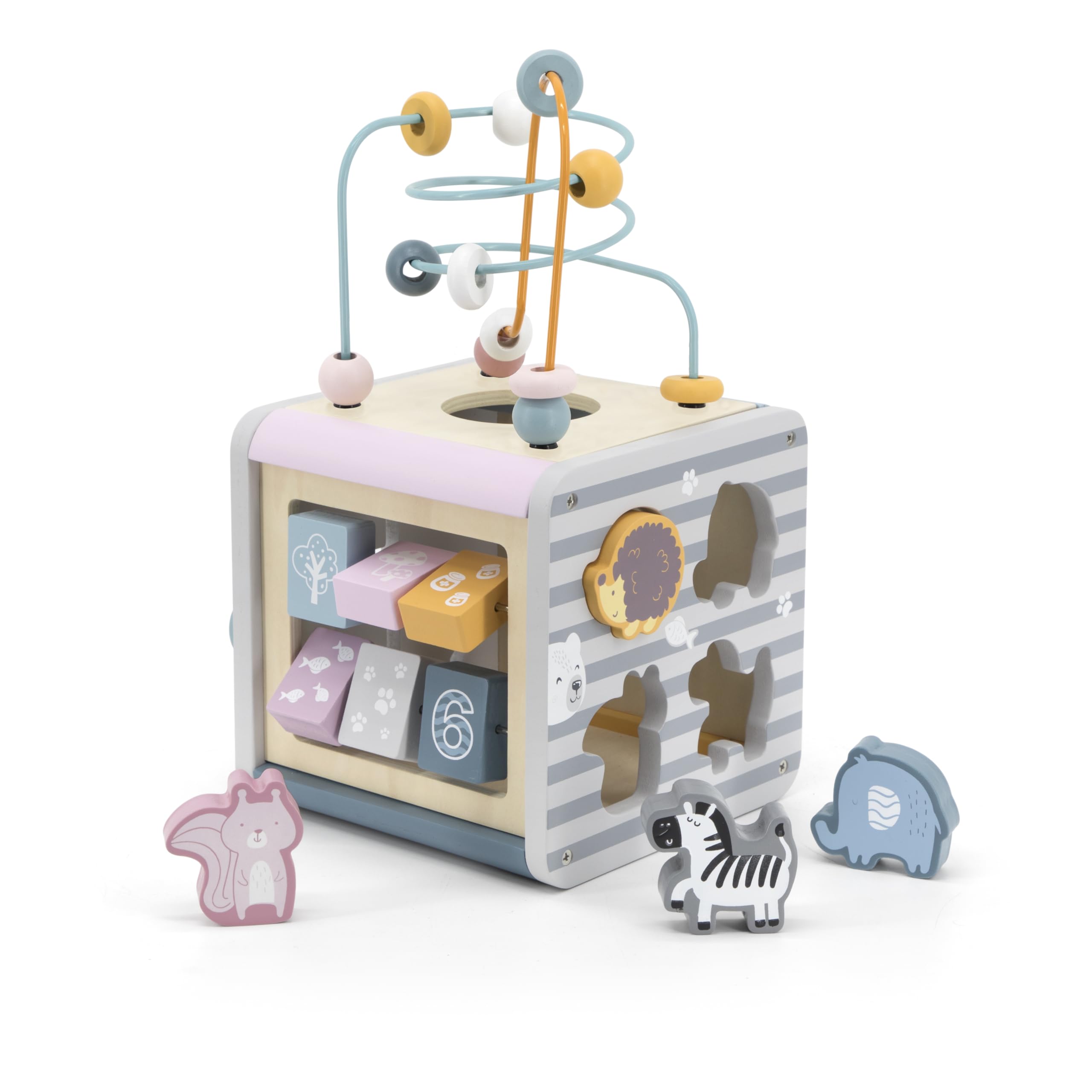 Viga 5 in 1 Activity Box - Activity Box - Ages 1.5 Years and above - Includes Wire Beads, Track Maze, Gear Spinning, Counting Numbers