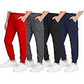 Quad Seven Boys Sweatpants - 4 Pack Active Fleece Boys Joggers or Cargo Pants for Kids - Performance Athletic Pants (4-18)