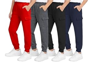 Quad Seven Boy’ Sweatpants – 4 Pack Basic Active Fleece Joggers (Size: 8-18)