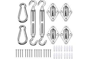 Ollieroo Shade Sail Hardware Kit for Rectangle and Square Sun Shade Sail Installation 8 Inches Silver (with Screws)