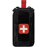 AIKATE Tactical Molle First Aid Pouch, Small Utility Medical Pouches, Compact EMT IFAK Carrying Waist Bag, Portable Trauma Medical Bag with Red Cross Patch for Outdoor Sports Tactical Belt & Vest
