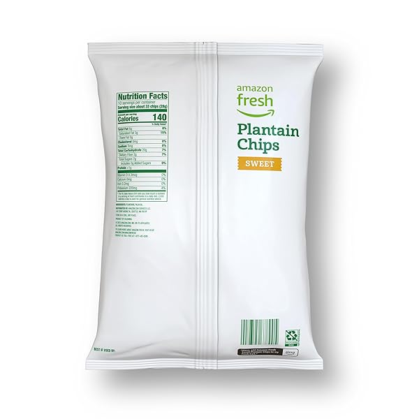 AMAZON FRESH, SWEET PLANTAIN CHIPS, 10 OZ (PACK OF 4) (PREVIOUSLY WICKEDLY PRIME, PACKAGING MAY VARY)