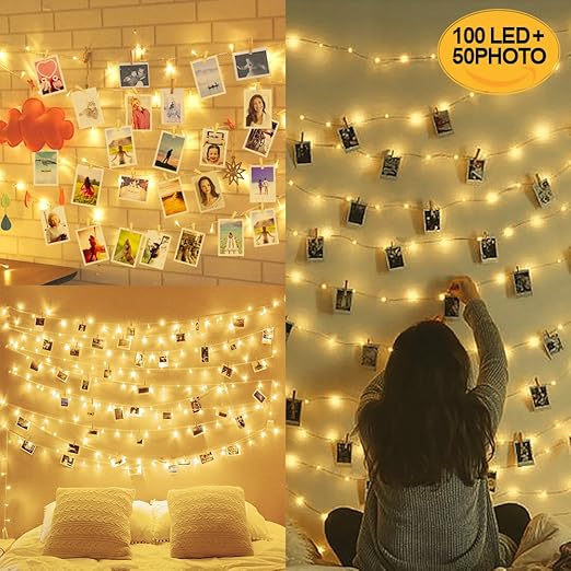 10m 100led Luci Per Foto Polaroid Lucine Led Decorative Per Camere Porta Foto Mollette Luci Led Foto Clip Luci Mollette Led Luci Tumblr Camera