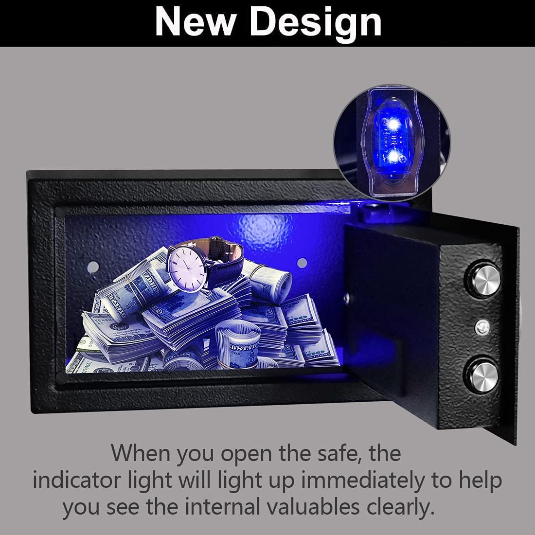 JUGREAT Safe Box with Sensor Light, Electronic Digital Securit Safe Steel Construction Hidden with Lock, High Capacity Electronic Digital Display Home Safe, 0.32 Cubic Feet - - 
