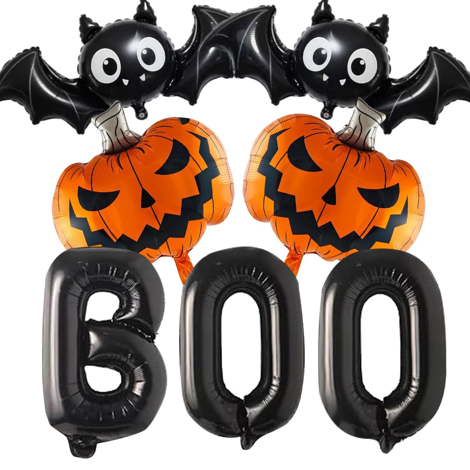 Photo 1 of 7Pcs Black Boo Balloons Set Halloween Boo Bat Pumpkin Foil Balloons for Halloween Party Decorations