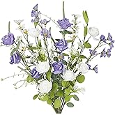 CISDUEO 8 Pcs Wildflowers Artificial Flowers Roses and Lily of The Valley Faux Wildflowers Summer Fake Flowers Spring Bunches Silk Floral Arrangement Wedding Party Decoration Table Centerpieces Home