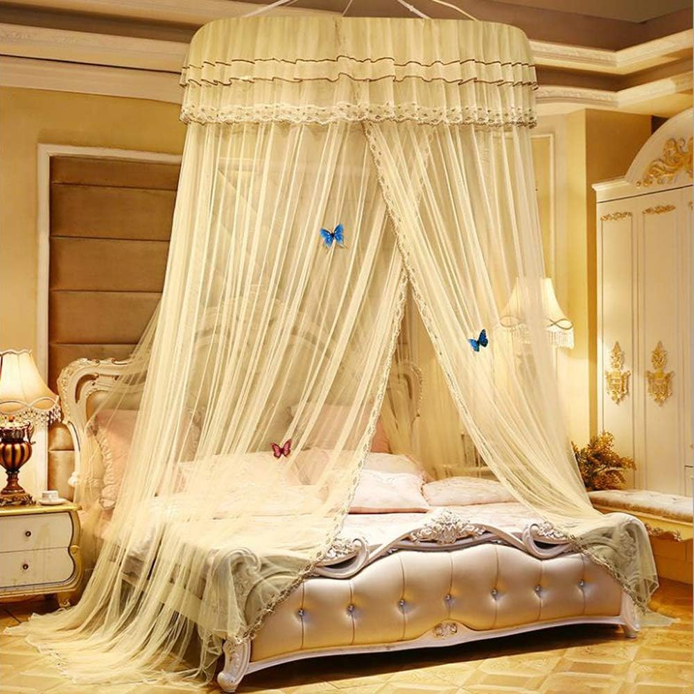 Moustiquaire Suspendue Dome Moustiquaire De Lit Adulte Enfant Ciel De Lit Princesse Romantique Lit A Baldaquin Dentelle Grand Tente Moustiquaire Suspendu Decoration Chambre Beige 1cm 0cm Moustiquaires Accessoires De Literie Mkyra Org