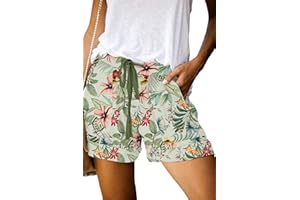 ONLYSHE Womens Casual Drawstring Shorts Summer Elastic Waist Shorts Pocketed Pants