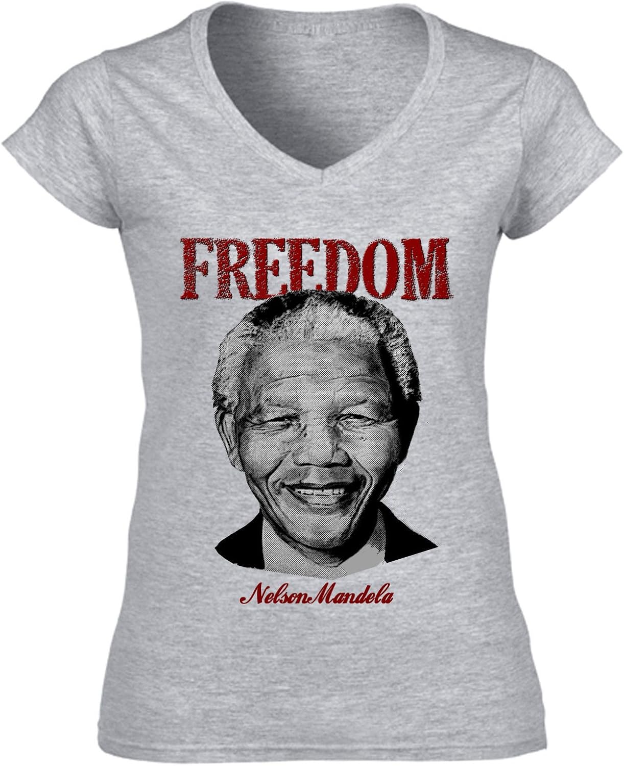 Teesquare1st Women's NELSON MANDELA 2 Grey Tshirt: Amazon.co.uk: Clothing