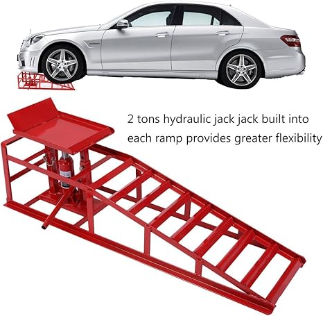 Amazon Fr Rampe Pour Voiture Surelevation Pour Entretien 2 5 Tonnes Lot De 2 Rampes Rouge Preup