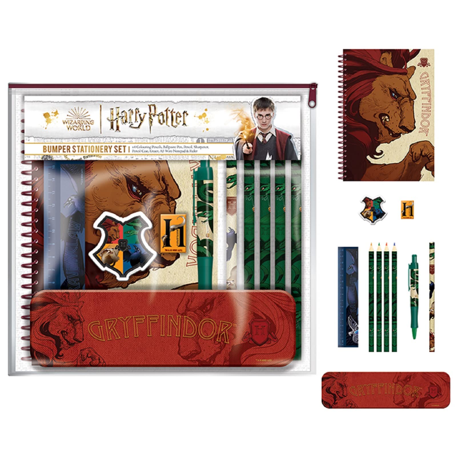 Pyramid International HARRY POTTER 11-Piece Stationery Set – Hogwarts Houses Design, Student Essentials Kit – Official Licensed Merchandise
