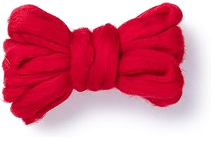 Kondoos Natural Wool roving, 2 OZ. Best Wool for Needle Felting and Wet Felting, handcrafts and DIY Spinning Projects, Wool Felting Supplies. Dyed Colors. (Red, 2 oz)