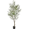 thumbnail image 2 of 7 Foot Faux Olive Tree In Planter - Realistic Artificial Olive Tree For Home Office Decor 2 of 3