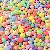 HERZWILD 1100Pcs Matte Colourful Acrylic Round Beads Matte Craft Beads Mix Frosted Assorted Beads Candy Color Plastic Beads for Summer Jewelry Making Bracelets Necklaces DIY Crafts