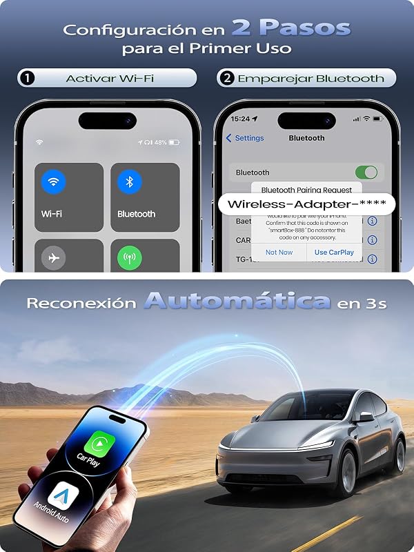 Mini Wireless CarPlay e Android Auto para navegação GPS, azul — foto 4 de 8