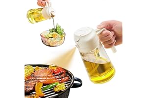 YARRAMATE Oil Sprayer for Cooking, 2 in 1 Olive Oil Dispenser Bottle for Kitchen, 16oz/470ml Premium Glass Oil Bottle, Food-g