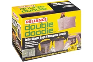 RELIANCE CONTROLS Reliance Products Double Doodie | Portable Toilet Waste Bags | No Gel | 6 Count (Pack of 1), Black, (2683-13)