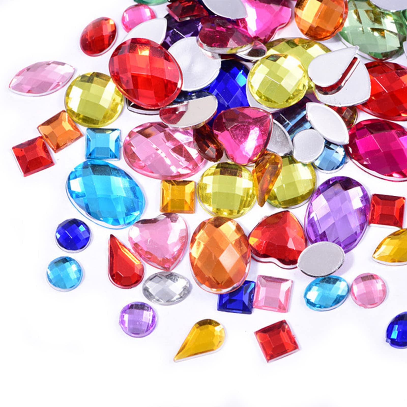 Zhenp 600 pieces acrylic glitter stones, craft rhinestones, 4-25 mm/0.16-0.98 inches, acrylic colourful gemstones, flatback gemstones, crystal gemstone stickers, in mix shape, for DIY crafts