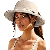 FURTALK Sun Hat for Women UPF 80+ Wide Brim, Packable Bucket Hat with Ponytail Hole for Hiking Travel Outdoor