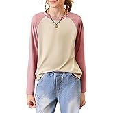 blibean Tween Girls Color Blocked Long Sleeve T-Shirt Size 6-15 Years
