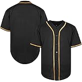 TKJPYWYH Blank Baseball Jersey Button Down Shirts,Men's Hip Hop Plain Short Sleeve Sports T Shirts S-3XL