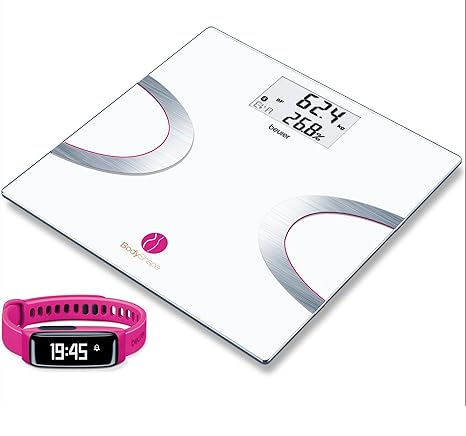 Beurer AS 81 Aktivitätssensor + BF 710 Diagnosewaage (Pink, 360°-Analyse mittels BodyShape App: Körpergewicht, Muskelanteil, 