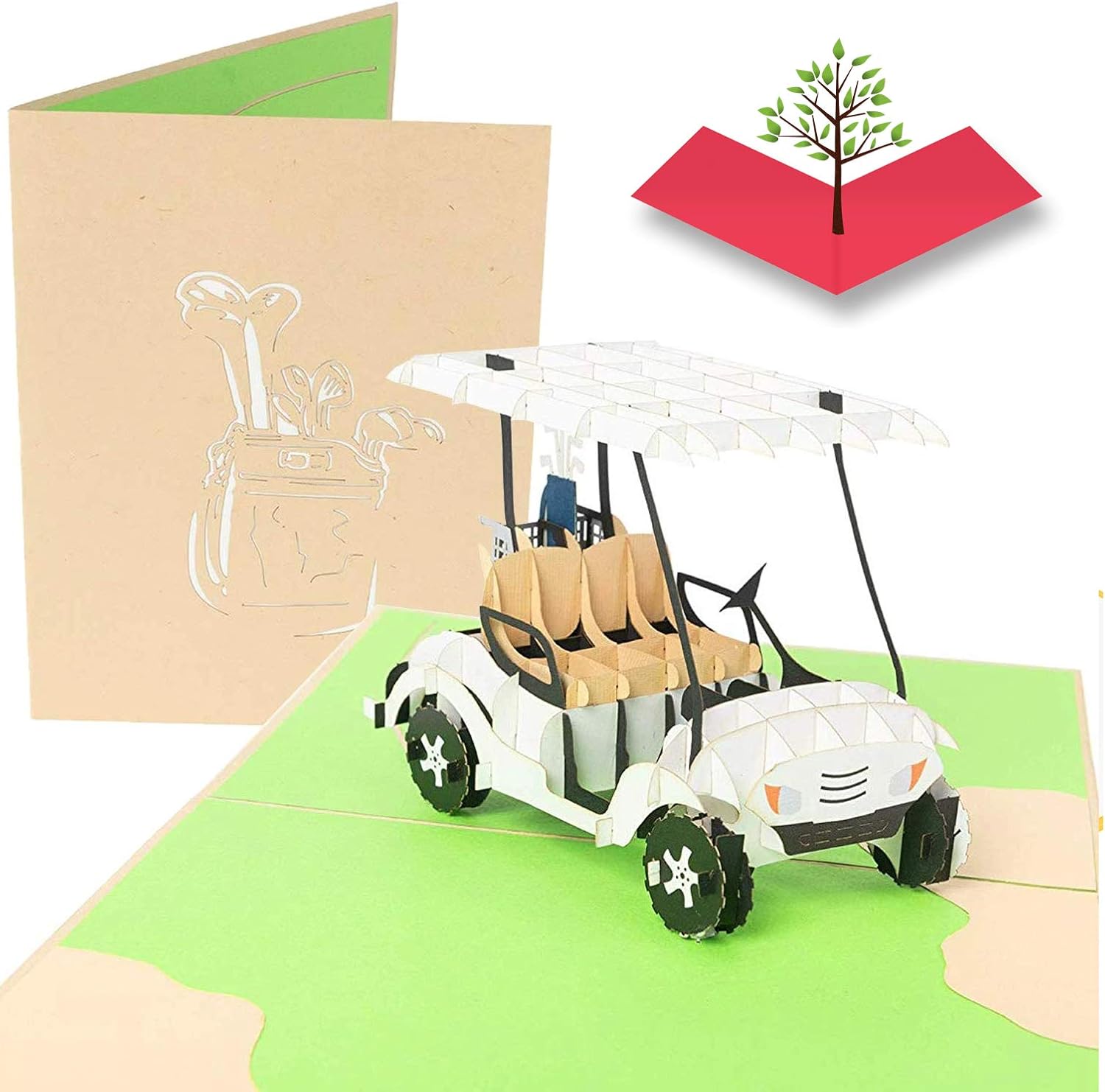 Amazon Com Poplife Golf Cart Pop Up Card 3d Father S Day Card Happy Anniversary Valentine S Day Card For Him Birthday Popup Retirement Golfing Gift For Husband Card For Golfers