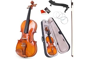 Violin 4/4 Full Size,Kmise Solid Wood Fiddle for Adults Beginners Students Kids,with Hard Case with Hygrometer,Violin Bow,Sho