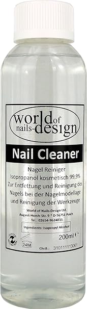 World of Nails-Design Nail Cleaner 99,9% Isopropanol kosmetisch, auch für PolyAcryl-Gel geeignet (1 x 200 ml)