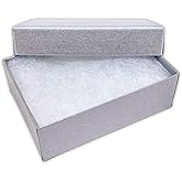 TheDisplayGuys - 25-Pack #11 Cotton Filled Cardboard Paper Jewelry Boxes Gift Case - Pearl Gray (2.1" x 1.8" x 0.8") - for Shipping or Storage
