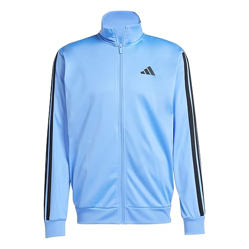 adidas Men's 3-Stripes Tricot Track Top, Blue Fusion, Large