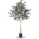 LYERSE 6ft Artificial Eucalyptus Tree in Plastic Nursery Pot, Tall Faux Eucalyptus Stems Fake Plants with 846 Silver Dollar Leaves, Artificial Trees for Office House Living Room Home Decor Indoor