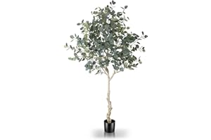 LYERSE 6ft Artificial Eucalyptus Tree in Plastic Nursery Pot, Tall Faux Eucalyptus Stems Fake Plants with 846 Silver Dollar Leaves, Artificial Trees for Office House Living Room Home Decor Indoor