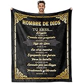 Whasnrt Religious Gifts for Men Faith, Regalos Cristianos para Hombres, Spanish Christian Blanket 50"X60", Man of God Blanket in Spanish, Hombre de Dios español, Black