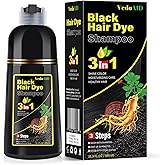 VedoAID Black Hair Dye Shampoo 3 in 1 – Natural Herbal Hair Color Shampoo for Men & Women, Ammonia-Free Hair Dye, Gray Coverage, Ginseng & Black Sesame, Long Lasting, 500ml