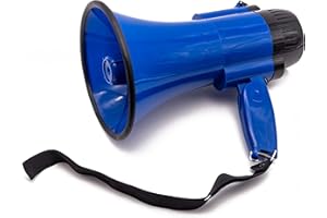 BEMLDY Portable Megaphone Bullhorn 30 watt Power with Built-in Siren/Alarm-Music-Adjustable Volume -Strap Powerful and Lightweight