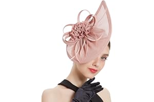 LATIMOON Fascinators for Women Derby Pillbox Hat Cocktail Tea Party Feather Headband
