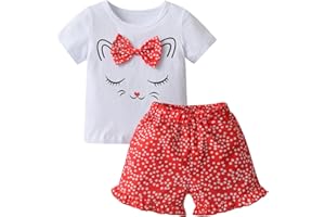 Toddler Infant Baby Girls Summer T-Shirt Clothes Outfit Set Little Kids Short Sleeve Pullover Tops Shorts 2PCS