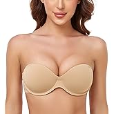 JOATEAY Women's Push Up Padded Strapless Plunge Underwire Balconette Tshirt Bra Convertible Strap