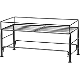 PetRageous 81031 Tobys Set The Table Steel Frame Dog Feeder, 7-Inch Tall by 18-Inch Long and 8.5-Inch Wide, Holds Two 8-Inch Diameter Bowls, for Medium Dogs And Cats, Black