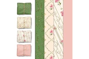 NICROHOME EUR 24 Sheets Floral Tissue Paper, Sage Green and Pink Small Tissue Wrapping Paper for Gift Bags, Birthday, Wedding, Flower Bouquet, Bridal Shower - 15x20Inch