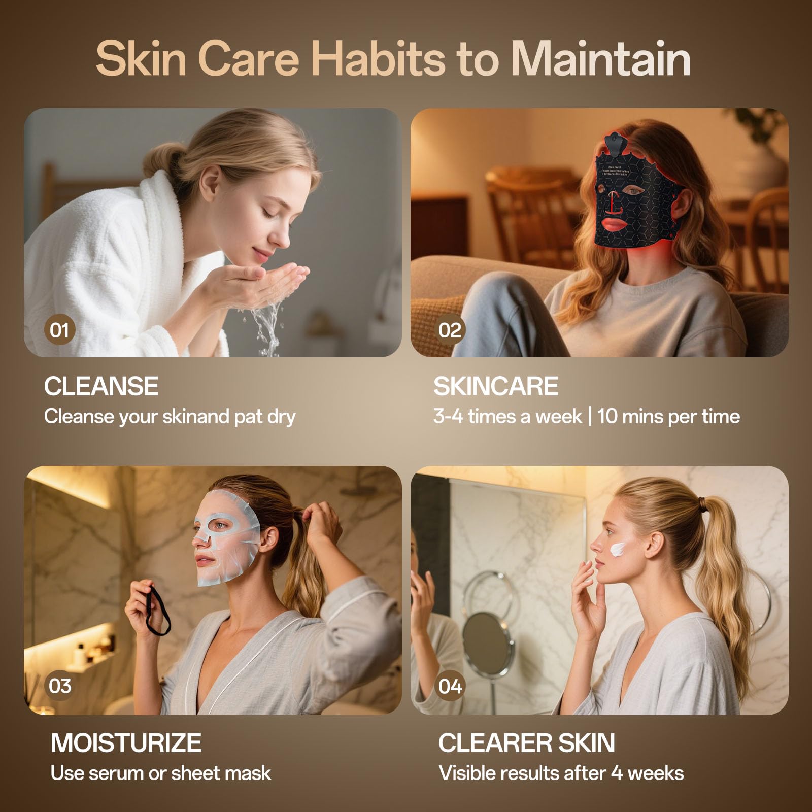 SUERBEATY Red Light Mask, 7 Colors Red Light Mask for Face, Cordless, Soft Flexible, Portable & Lightweight for Home & Travel, Rechargeable Facial Masks for Women & Men (Black)