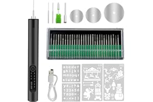 HPEVA Engraving Pen with LED Light,USB Rechargeable Engraver Pen with 35bits,Mini Electric Engraving Machines Etching Pen Cordless Handheld Etcher Engraver Tool for DIY Jewelry Metal Wood Stone Glass (Grey)