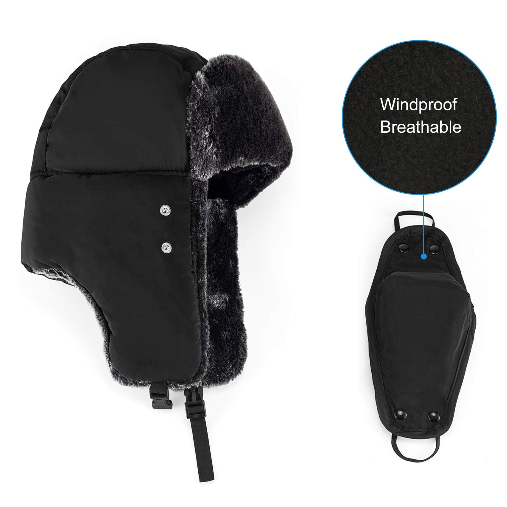 mysuntown Winter Hats for Women Men Trapper Ushanka Hat with Ear Flaps Warm Russian Bomber Hats for Cold Weather