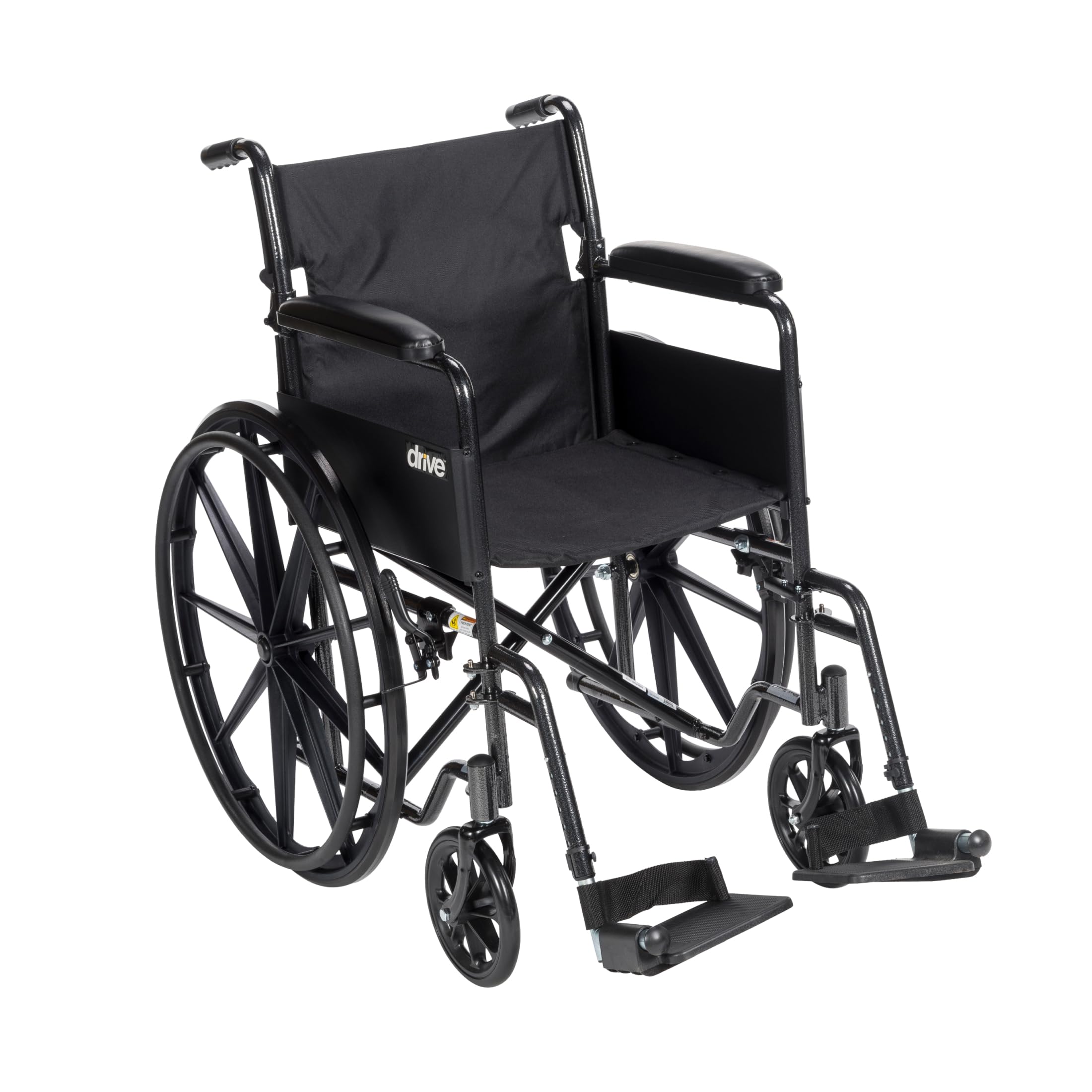 Photo 1 of Drive Medical Silver Sport 1 Folding Transport Wheelchair - Lightweight Mobility Support - Full Armrests - Removable Swing-Away Footrests - Durable Steel Construction - Compact Folding Frame - Black