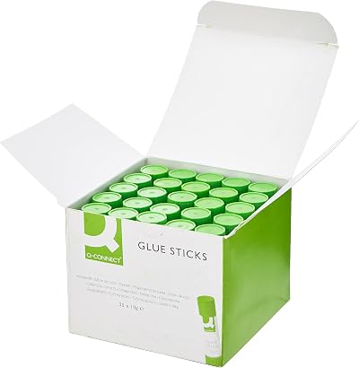 Q-Connect Glue Stick 10 g Pack of 25 - Solvent Free Classroom Adhesive